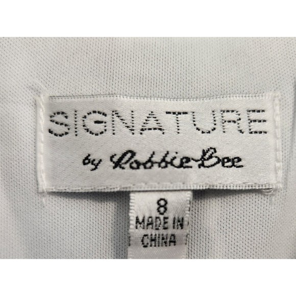Signature by Robbie Bee Tiered White Blue Cold Shoulder Sheath Dress Women's 8 - Picture 5 of 7